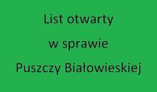 List otwarty w sprawie Puszczy Białowieskiej